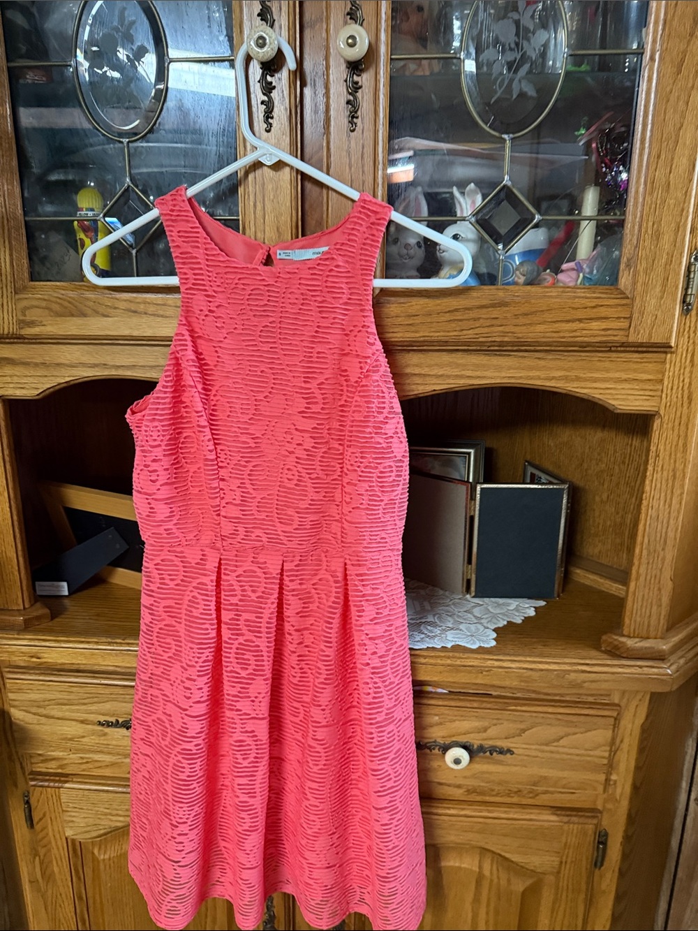 Maurices Coral Lace Midi Dress size small NWOT